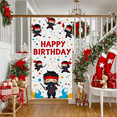 thumbnail image 3 of Cute Ninja Themed Happy Birthday Banner Party Backdrop Background Decorations for Birthday Parties Photography Props Photo Booths and Kids Celebrations, 3 of 8