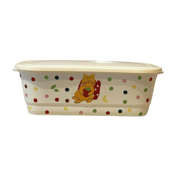 Contenedor de almuerzo de cerámica Contenedor de alimentos Tapa hermética Portátil 3 compartimentos para Gatito