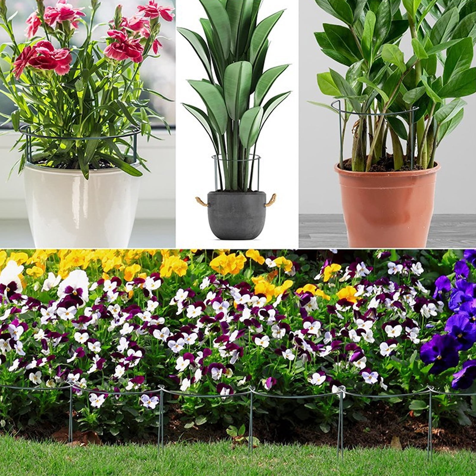 OIUR Plant Support Stakes Half Round Top Metal Plant Stake Peony Cages And Supports Garden Plant Support Rings for Outdoor Indoor Plants Tomato Hydrangea