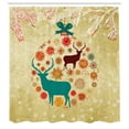thumbnail image 3 of Ambesonne Christmas Shower Curtain, Reindeer in Winter, 69"Wx84"L, Beige, 3 of 5