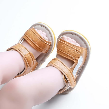 

Hinvhai Infant Baby Girls Boys Soft Summer Sandals Casual Dress Shoe Anti Slip Rubber Sole Outdoor Flats Toddler First Walker Shoes Clearance Brown 4 M(11)