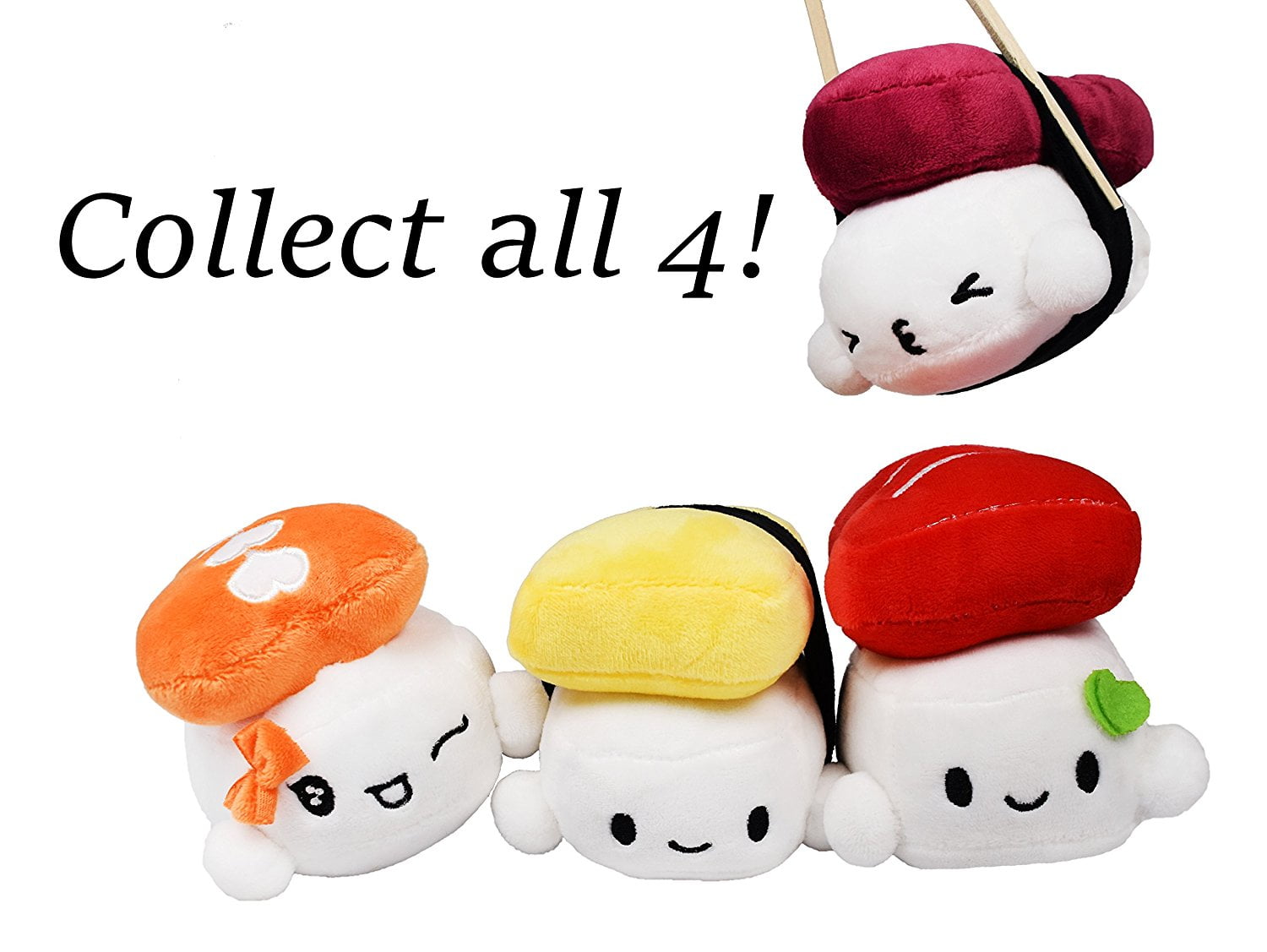 Soft Stuffed Sushi Plush Buffet (Set of 4), Small, 4 inches (10 cm) - Walmart.com
