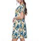 thumbnail image 2 of Fotbe Vintage Blue Flowers Vestido Largo de Moda para Mujer, Vestido Tipo Camiseta con Manga Corta y Estilo Casual a Rayas y Bloques de Color, 2 of 6
