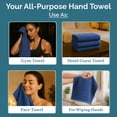 thumbnail image 4 of Hand Towels for Bathroom - 4 Piece Set (16" x 28"), Soft & Absorbent Bath Hand Towels, Premium Navy Hand Towels for Bathroom, 100% Cotton Bathroom Hand Towels for Everyday Use - Navy, 4 of 8