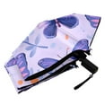 thumbnail image 5 of Butterflies in Purple Compact Folding Umbrella for Rain Windproof Travel Umbrella UPF 50+ Lightweight Packable Arc Size, 5 of 8