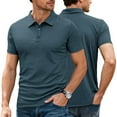 thumbnail image 2 of Stamzod Summer Shirts for Men Solid Color Short Sleeve Button Pullover Tops Casual Oversized Dress Shirt for Work Blue-1 S, 2 of 5
