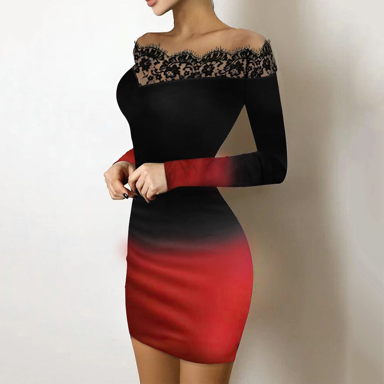 ForestYashe Wedding Guest Dresses for Women Cocktail Glitter Split Hems Contrast Mesh Turtleneck Long Sleeve Party Dress ForestYashe Wedding Guest Dresses for Women Cocktail Glitter Split Hems Contrast Mesh Turtleneck Long Sleeve Party Dress
