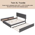 thumbnail image 4 of Bellemave Queen Size Platform Bed with 2 Storage Drawers and 1 Twin XL Trundle, Wooden Upholstered Queen Bed with Linen Fabric for Bedroom (Drak Gray), 4 of 9