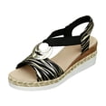 thumbnail image 2 of IEMIEMIEM Women's Platform Wedge Sandals Low Heel Dressy Sandals Open Toe Elastic Ankle Strap Summer Fashion Comfortable Walking Shoes Casual Sandal Black 6.5 Wide, 2 of 7