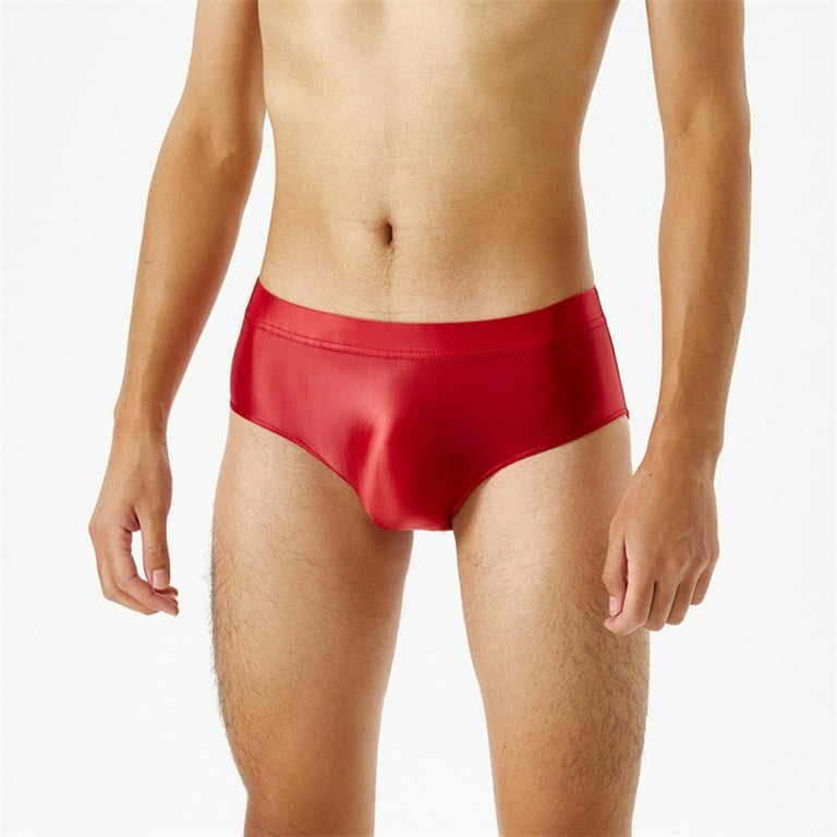 Men'S Underwear Briefs Crotch Seamless Glossy Silky High Elastic