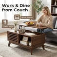 thumbnail image 5 of 35.4" Lift Top Coffee Table with Storage, Mid Century Modern Coffee Table with Sliding Door & Hidden Compartment, for Living Room, Walnut, 5 of 11