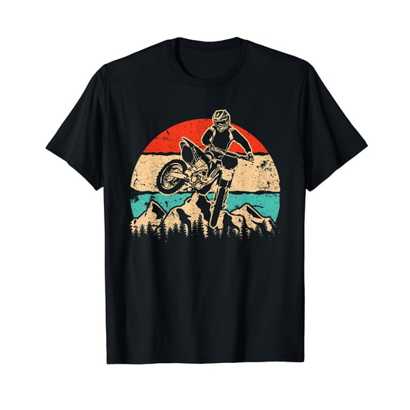 Motocross Vintage Dirt Bike Retro Black T-shirt Short Sleeve Tee