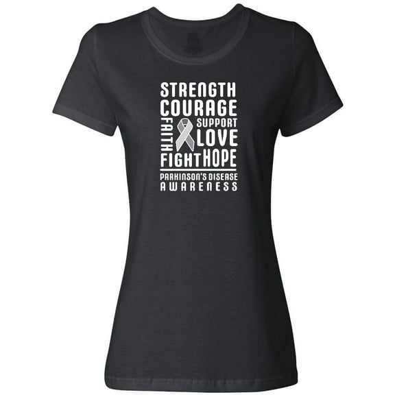 Inktastic Parkinson Disease Awareness Strength Courage and Support Women's T-Shirt