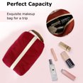 thumbnail image 3 of Bolsa de maquillaje pequeña para viajes de lona, bolsa de cosméticos, bolsa de artículos de tocador para mujeres y niñas, regalo portátil rojo, 3 of 6