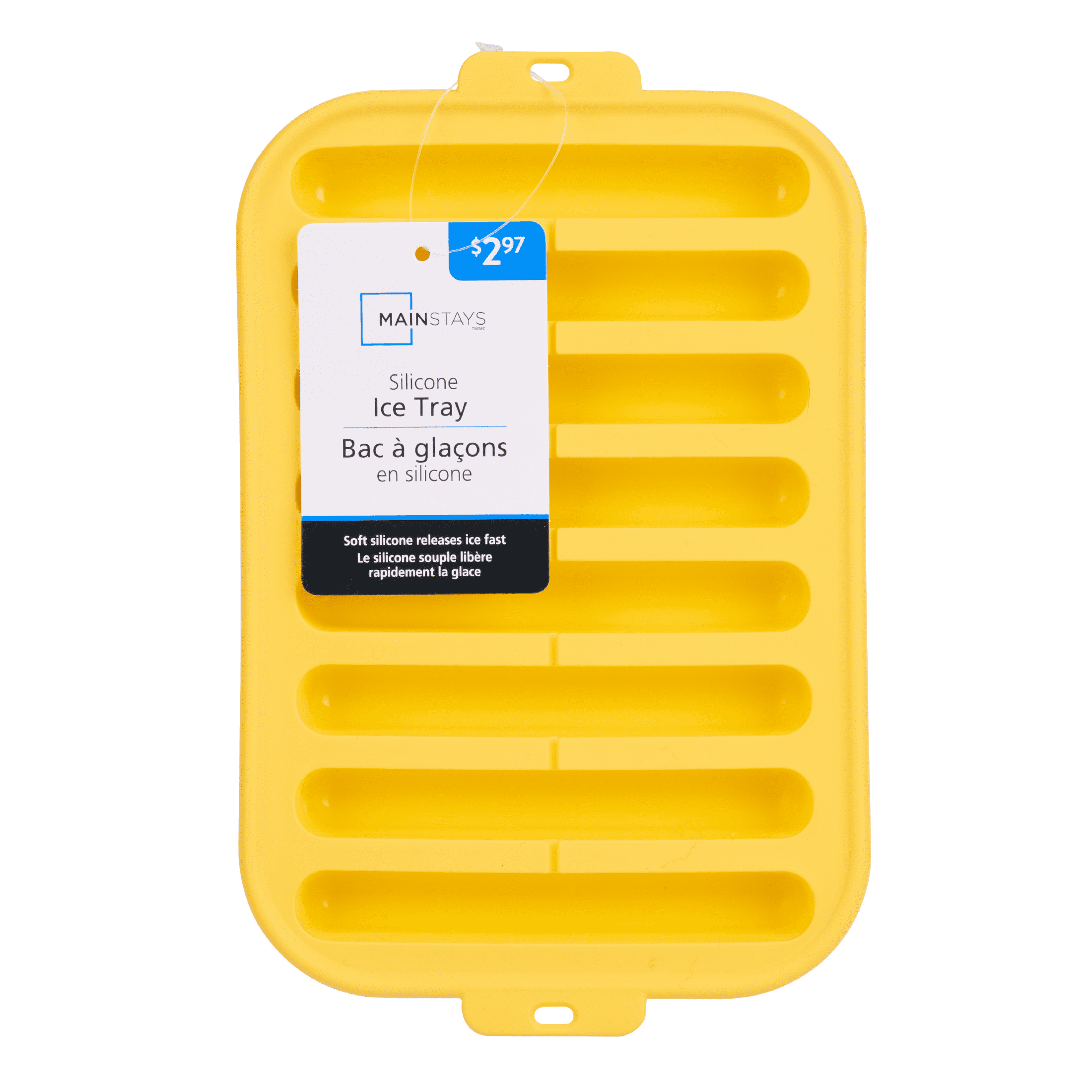 Mainstays Silicone Ice Cube Trays, Stick Shape For Water Bottles (8 Ice Cubes) Yellow