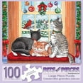 thumbnail image 2 of Bits and Pieces Window Cats 100-Piece Jigsaw Puzzle for Adults — Christmas Winter Kittens Scene by Parker Fulton, 15" x 19", 2 of 10