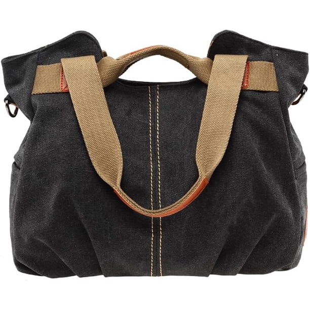 LHSHIDU Tote Handbag for Women Canvas Shoulder Purse Retro Large Capacity Handbags
