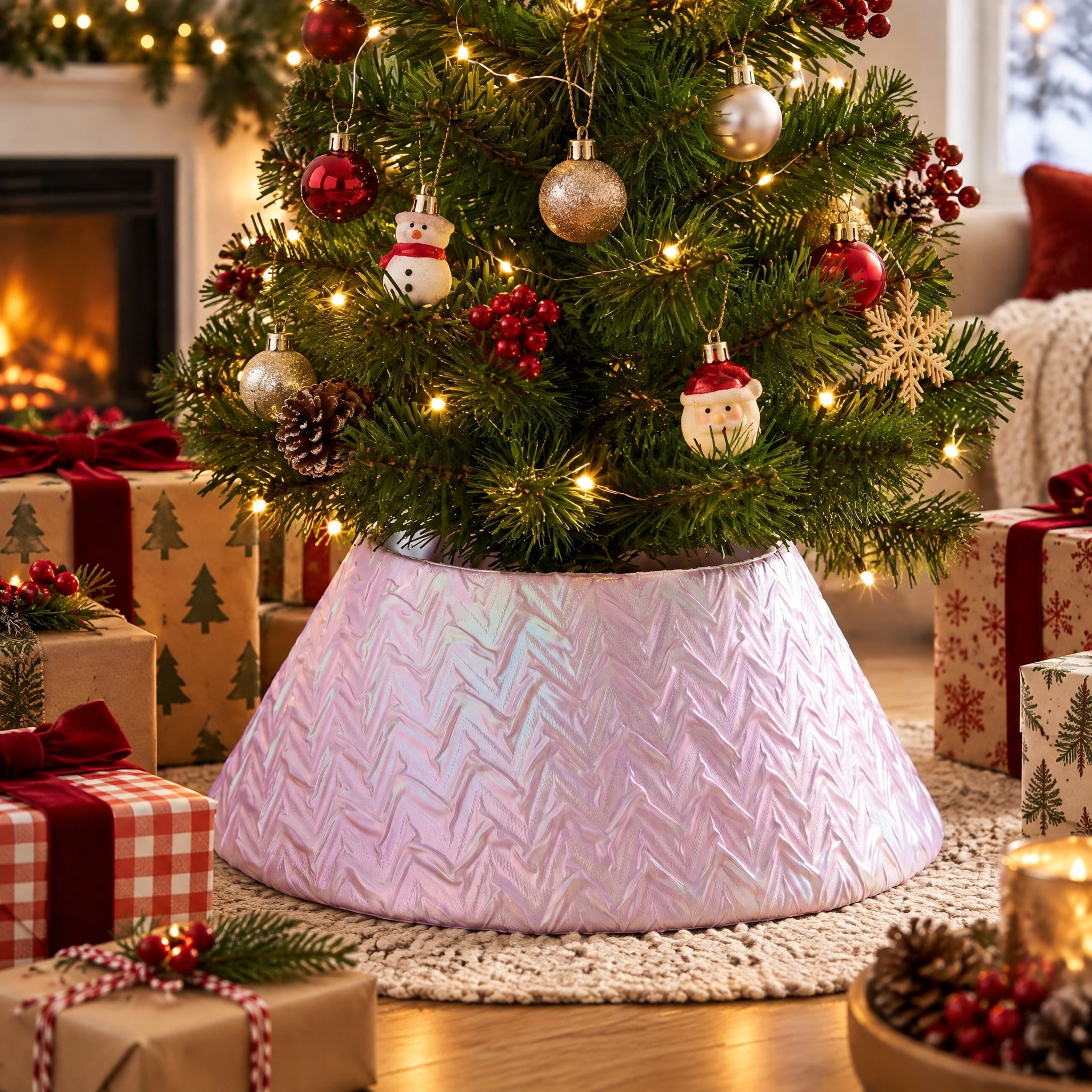 Pinch Pleating Mini Christmas Tree Stand Band, Iridescent, 9", by Holiday Time