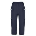 thumbnail image 4 of Women's Pants Fashion Casual Pants For Women Capris For Summer Casual Loose Outdoor Fitness Elastic High Waist With Pockets Wide Leg Trousers, 4 of 4