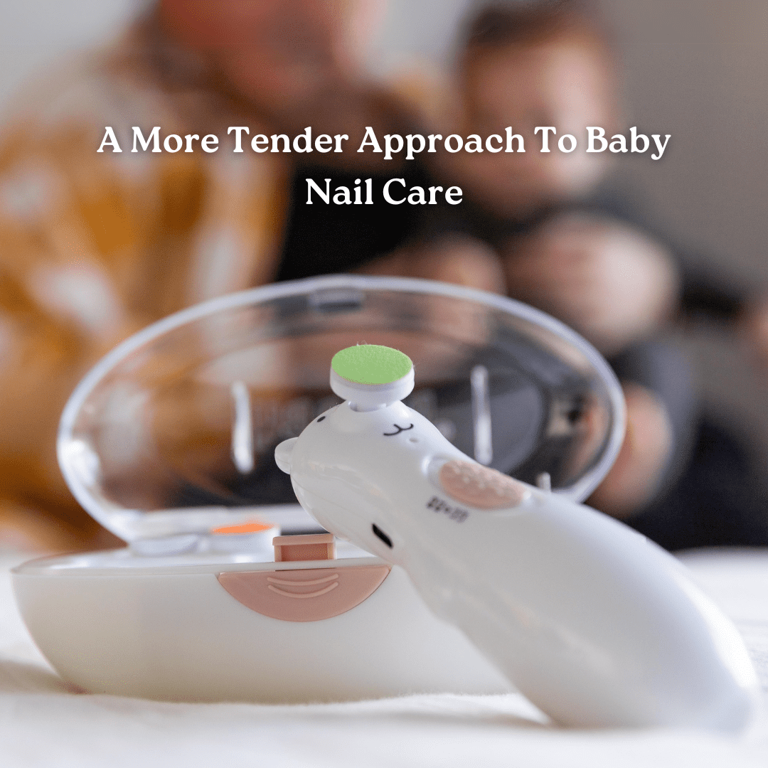 Haakaa Happii Bear Rechargeable Baby Nail Trimmer Set with LED Light | Baby Nail Filer and Baby Nail Clippers | Electric Infant Nail Trimmer Kit for Newborn, Infant, Toddler, Adult