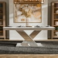 thumbnail image 5 of Furniture of America Sergy Stainless Steel Dining Table in Chrome and White, 5 of 12