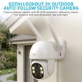 thumbnail image 2 of Geeni Lookout 2K QHD Security Outdoor Camera - Auto-Follow Pan-Tilt, Color Night Vision, Two-Way Audio, Dual-Band Wi-Fi, Weather Resistant - White, 2 of 11