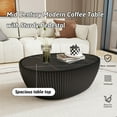 thumbnail image 3 of MDQMD Black Oval Coffee Table with Marble Top for Living Room,Mid Century Modern Coffee Table with Fluted Leather Cover,No Assembly Required, 3 of 8