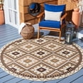 thumbnail image 2 of SAFAVIEH Veranda Johann Geometric Indoor/Outdoor Area Rug, Creme/Brown, 6'7" x 6'7" Square, 2 of 9