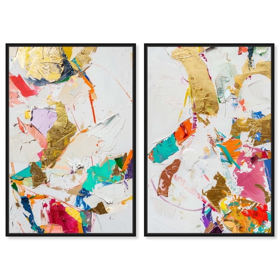 Bright Prism Set Canvas Set of 2 Trendy Art Prints by Art Remedy, Black Frame, 10 x 15