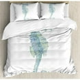 thumbnail image 3 of Ambesonne Animal Profile Picture of a Seahorse in Paintbrush Watercolor with Haze Effects Duvet Cover Set, 3 of 3