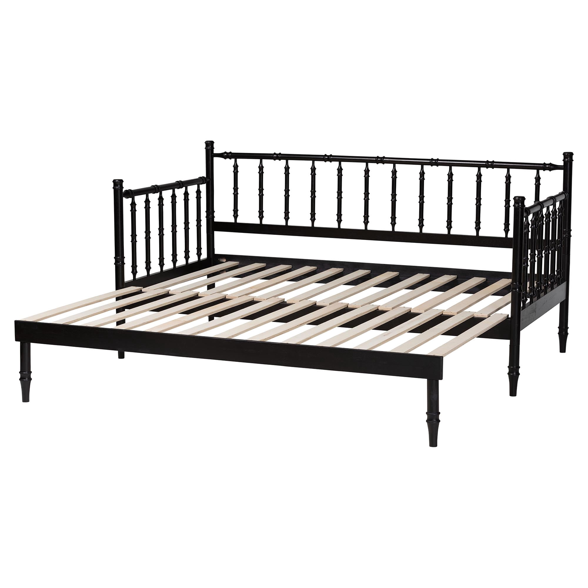 Baxton Studio Marisela Mid-Century Expandable Daybed, Twin to King, Black