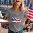 thumbnail image 2 of Gerichy American Flag Shirt Women American Flag Shirt Women Patriotic Shirt Vintage USA Flag Bleached T-Shirt Short Sleeve 4th of July Tee Tops Grey,S, 2 of 4