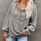 thumbnail image 5 of Sudadera con capucha para mujer, sudadera con botones, tops para adolescentes, jersey informal de manga larga de gran tamaño (gris), 5 of 6
