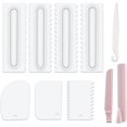 thumbnail image 1 of Juego de 10 raspadores para tartas, peine para decorar tartas y alisador de glaseado, raspador de dientes de sierra de plástico, molde para hornear en la cocina, herramienta de bricolaje., 1 of 5