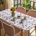 thumbnail image 3 of Independence Day Table Cloths for 4 Foot Rectangle Tables, 4th of July Red Blue Strip Love Leaves Patio Waterproof Elastic Fitted Tablecloths, Washable Rectangular Table Cover for Camping, 3 of 8