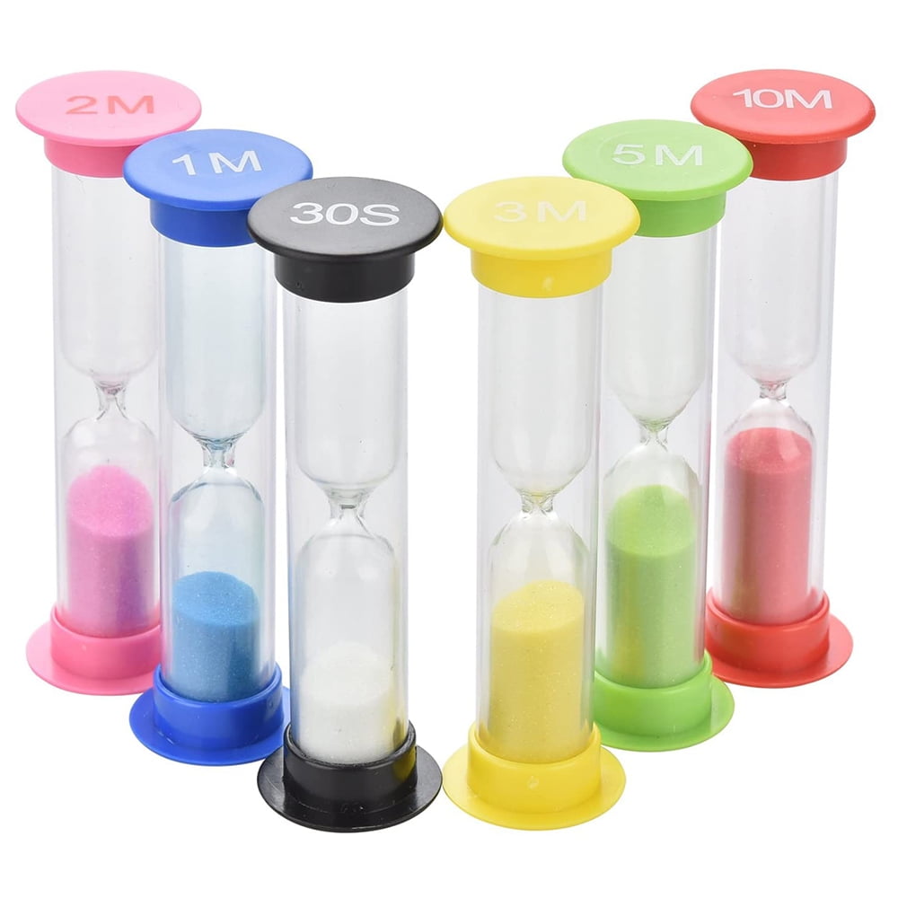 Pack of 6 5/10 15/30 min Clock Hourglass Sandglass for Games Kids Classroom Home Kitchen ENLIGHTENED SIGNS Sand Timer 6 Colorful 1/3 