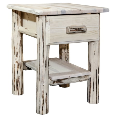 Montana Collection Nightstand with Drawer & Shelf, Clear Lacquer (Best Wood For Making Drawers)