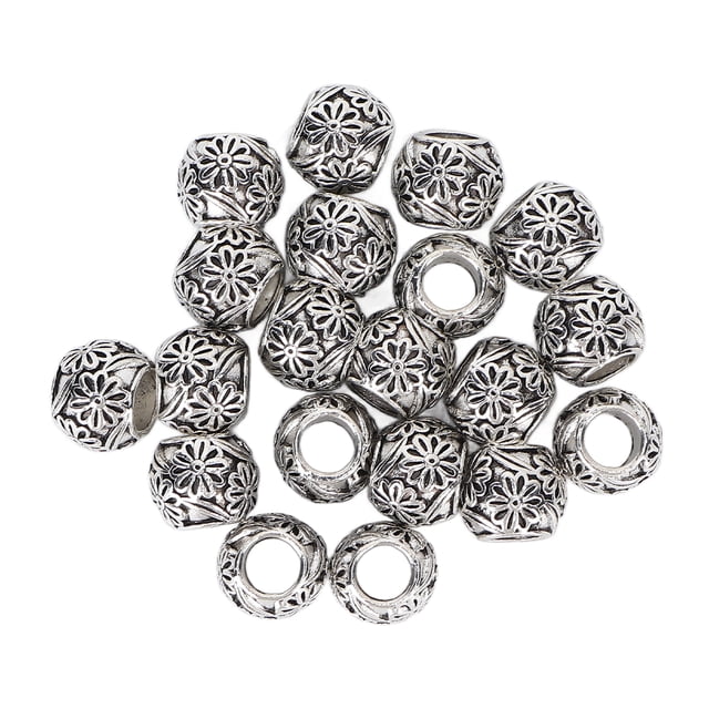 20 piezas de aleación de cuentas para barba, elegante patrón de flores, cuentas para trenzar el cabello, colgante para joyería DIY