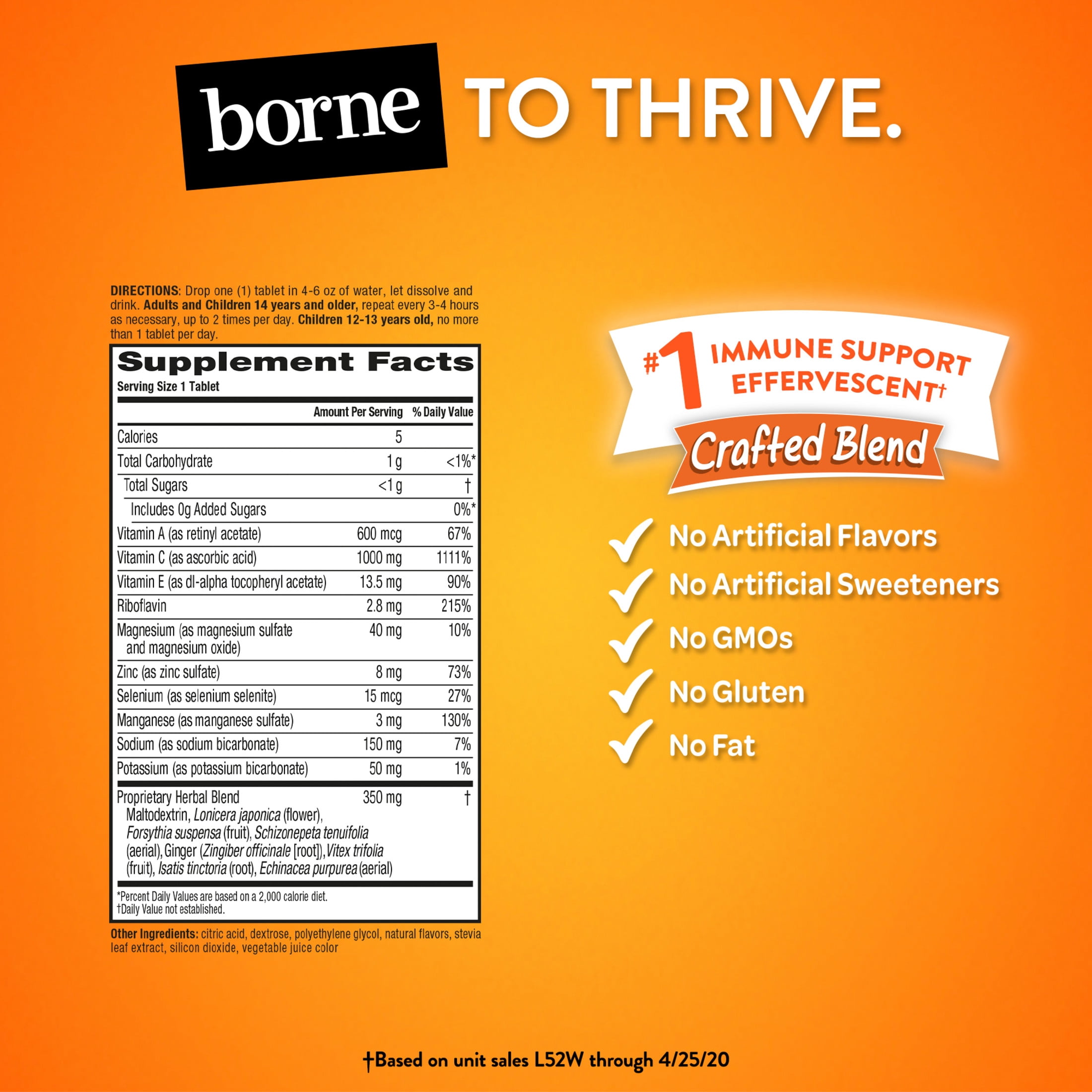 Airborne Vitamin C Effervescent Tablets, Zesty Orange - 20 ct