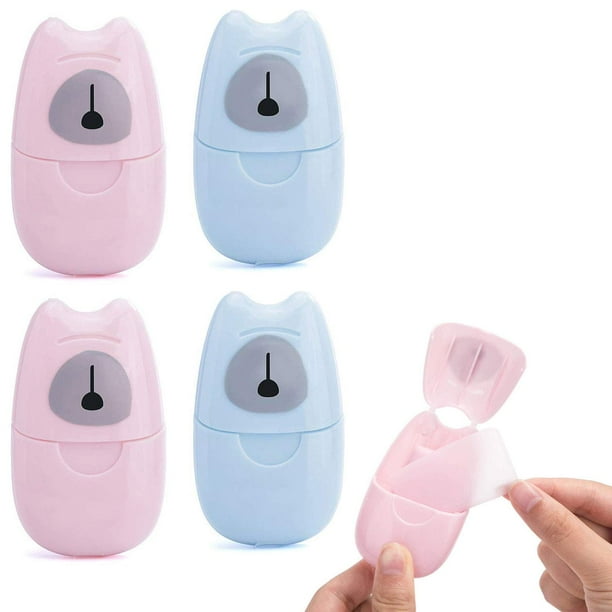 4 cajas (200 hojas) Mini hojas de papel de jabón de viaje portátiles desechables para lavarse las manos jabón de papel perfumado para exteriores, Camping senderismo Adepaton WMZL-673-5