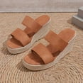 thumbnail image 5 of hopeusnice Women's Wedge Sandals Summer Open Toe Buckle Strap Platform Espadrille Slides Shoes Wedge Heels Slip On Summer Beach Sandals Brown 39, 5 of 9