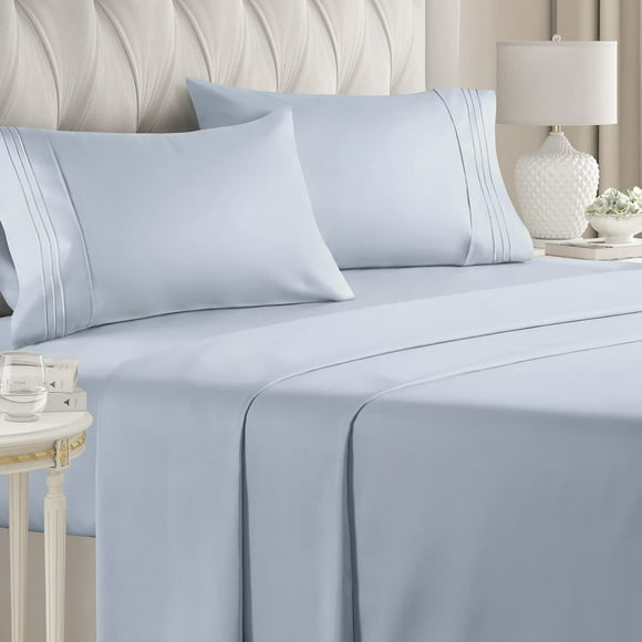 Queen Size Sheet Set - 4 Piece Set - Hotel Luxury Bed Sheets - Extra Soft - Deep Pockets - Easy Fit - Breathable & Cooling Sheets - Wrinkle Free - Comfy \u2013 Sky Blue Bed Sheets - Queen Sheets