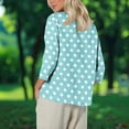 thumbnail image 5 of EchfiProm Womens Crew Neck Tops Cotton Linen Mint Green Shirts Fall Blouse Long Sleeve Polka Dot for Women Loose, 5 of 8