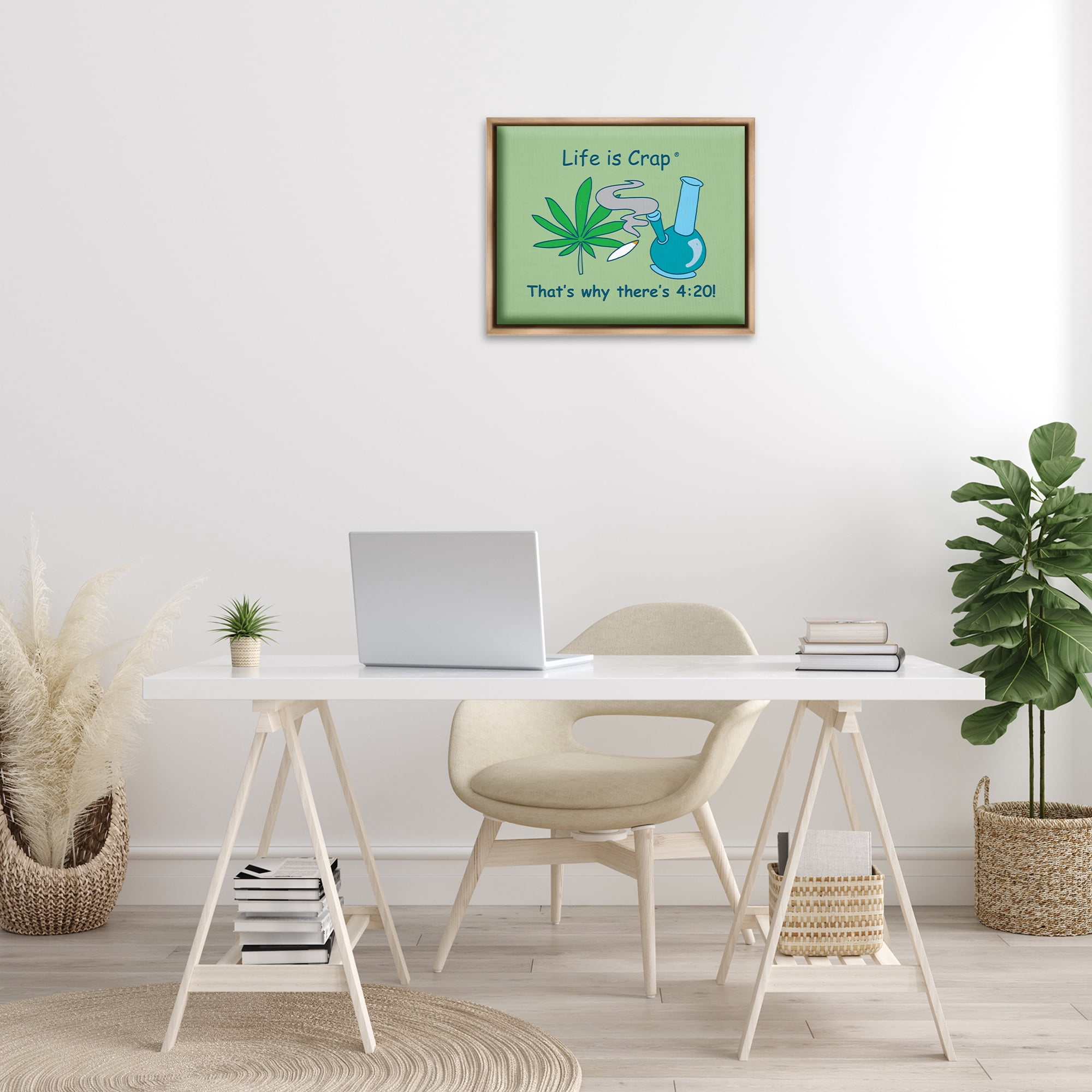 Stupell Industries Funny That's Why 420 Novelty & Humor Painting Brown Floater Framed Canvas Art Print Wall Art, 21 x 17