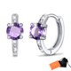 thumbnail image 1 of Pendientes de aro de plata de ley con piedras natales Silvora para mujer. Diamantes creados. Delicada joya de regalo para cumpleaños o Navidad, 1 of 8