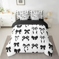 thumbnail image 2 of Manfei Kawaii Bow Bed in a Bag Twin Size,Girls Bow Knot Bed Set,White Black Bedding Twin Size,Breathable Bedroom Decorative Reversible,7 Pieces, 2 of 7