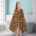 thumbnail image 6 of Brown and Black Leopard Print Hooded Bath Towel，60"x35" for Ages 3 To 12 Kids, Quick Dry Lightweight Soft Microfiber Hood Beach Towel Cover Up for Kids, 6 of 7