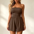 thumbnail image 2 of Inleife Women's Casual Strapless Tube Romper Fashion Ladies Elastic High Waist Ruched Detail Loose Fit Short Jumpsuit, 2 of 6