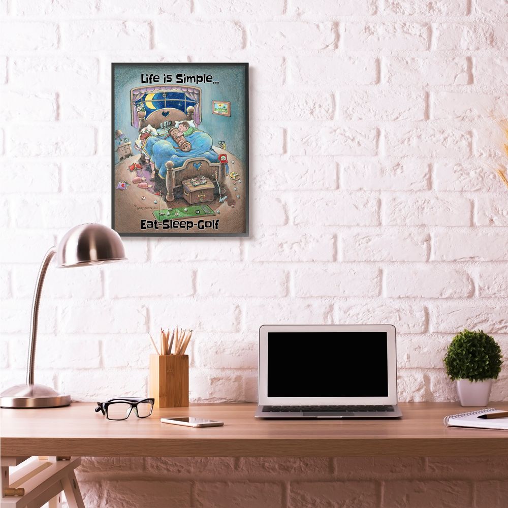 Life Is Simple Funny Golf Cartoon Sports Design XXL Framed Giclee Texturized Art by Gary Patterson
