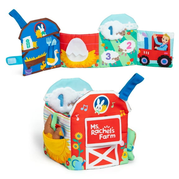 Ms. Rachel Official Sensory Learning Plush Farm Toy, Foldable Baby Book for Babies Ages 3 Months to 18 Months